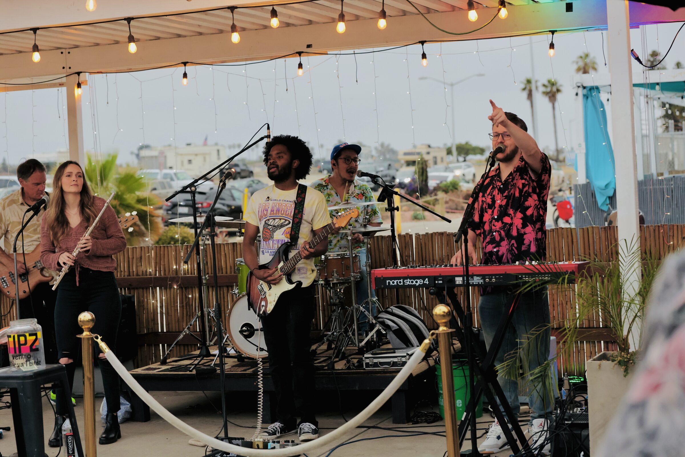 The Surf Birdz performing live for a packed crowd